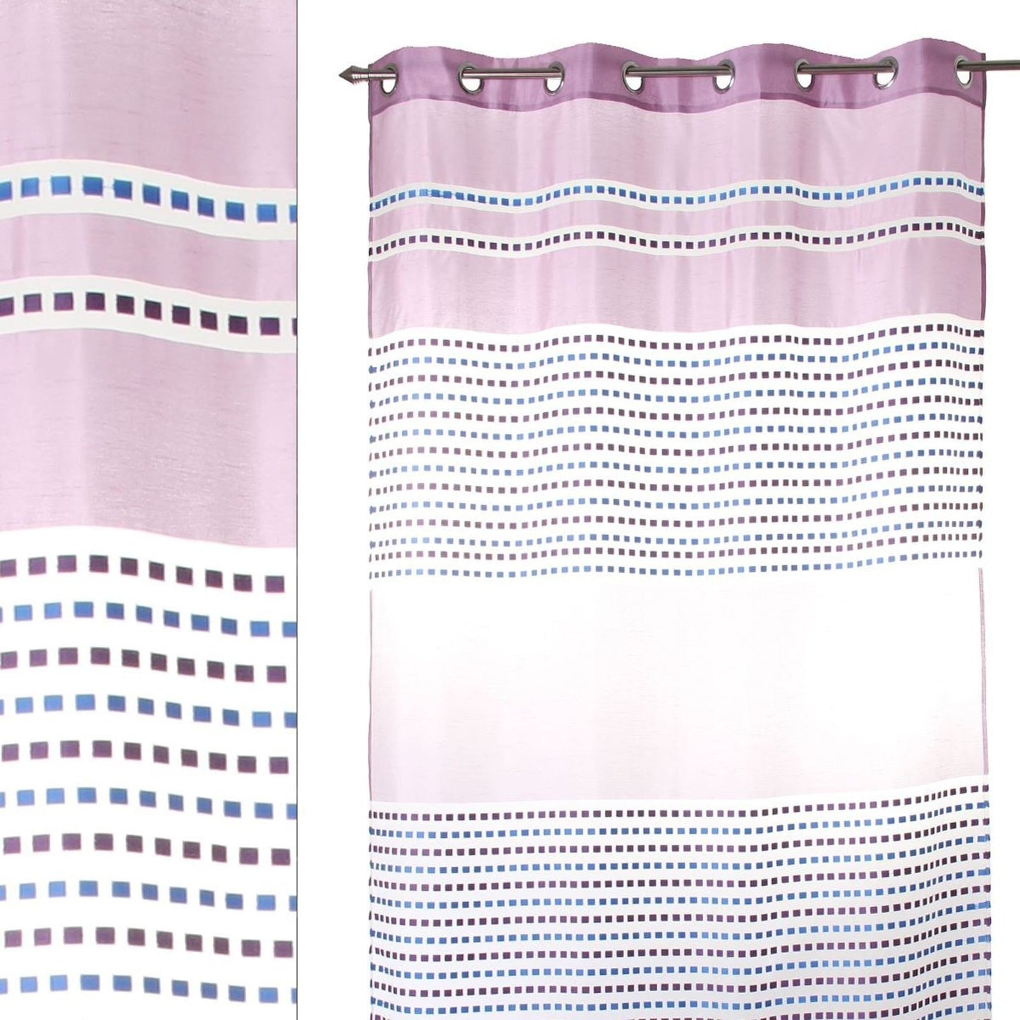 Cortina Anillas Zurich Lila 140 x 260 cm con 8 Anillas metálicas. 100% poliéster.