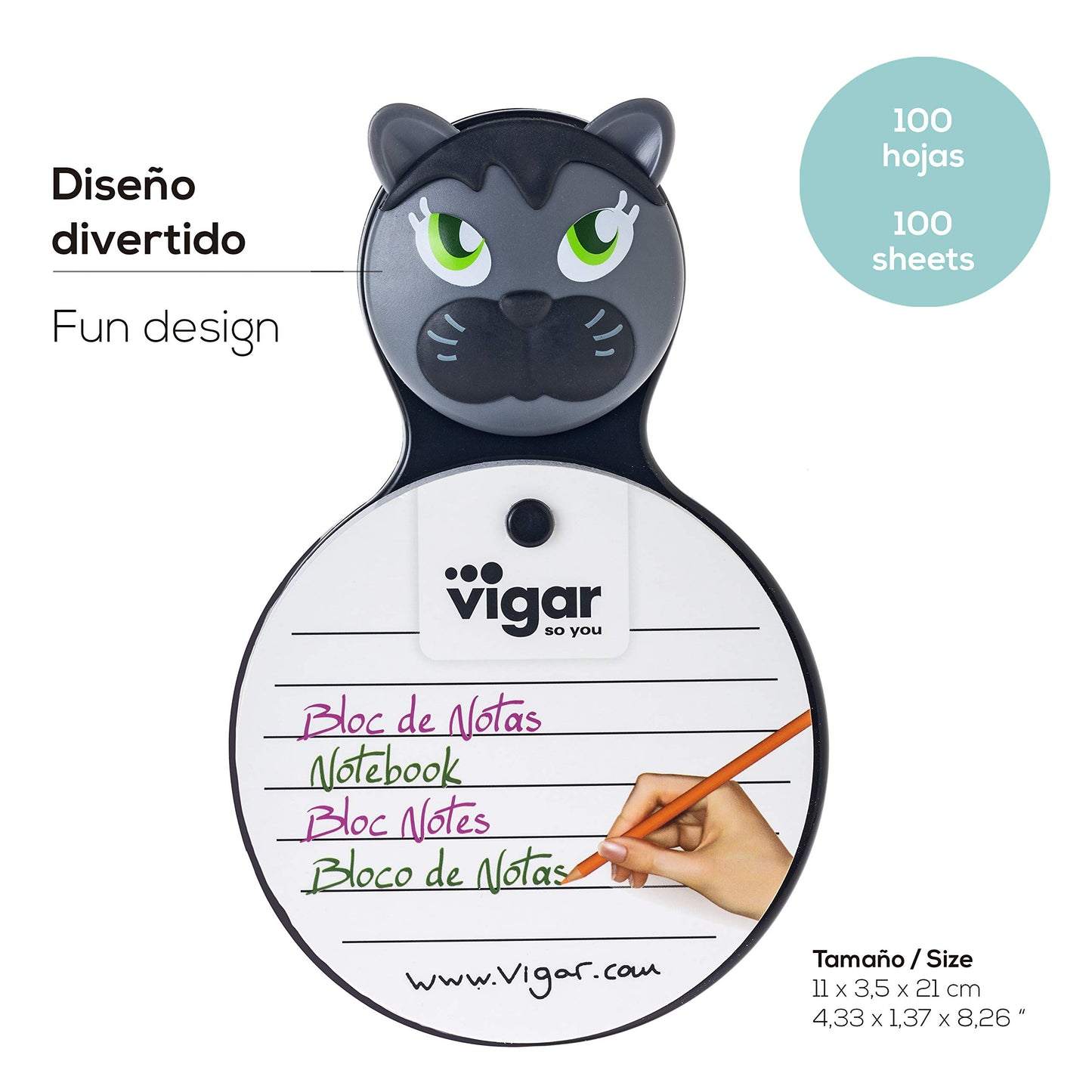 Bloc de Notas Frigorifico con Ventosa, Blanco y Negro, 11 x 3,5 x 12 cm