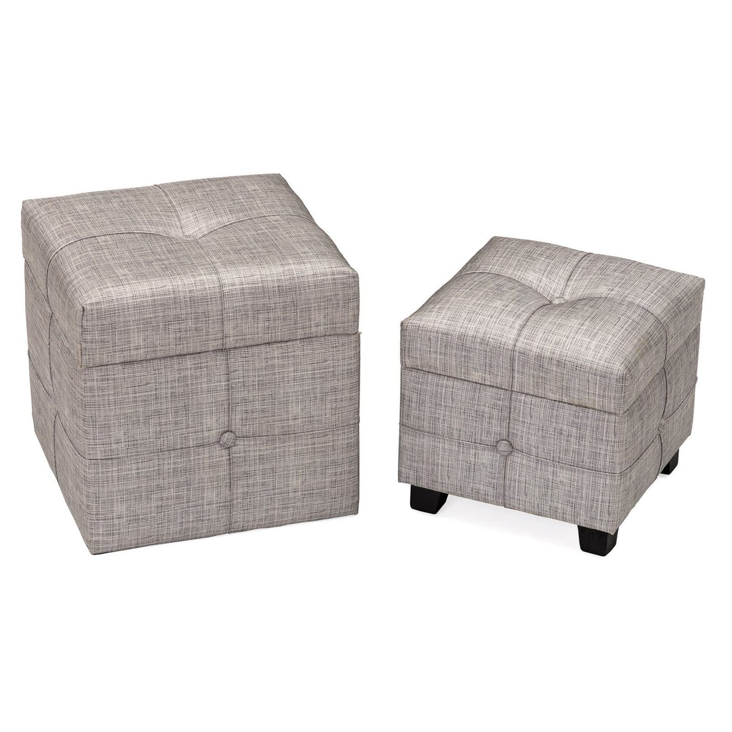 Puffs baúl modernos grises de madera para dormitorio Fantasy