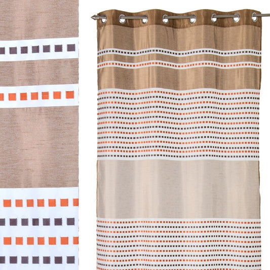 Cortina anillas "zurich" marrón 140 x 260 cm con 8 anillas metálicas. 100% poliéster.