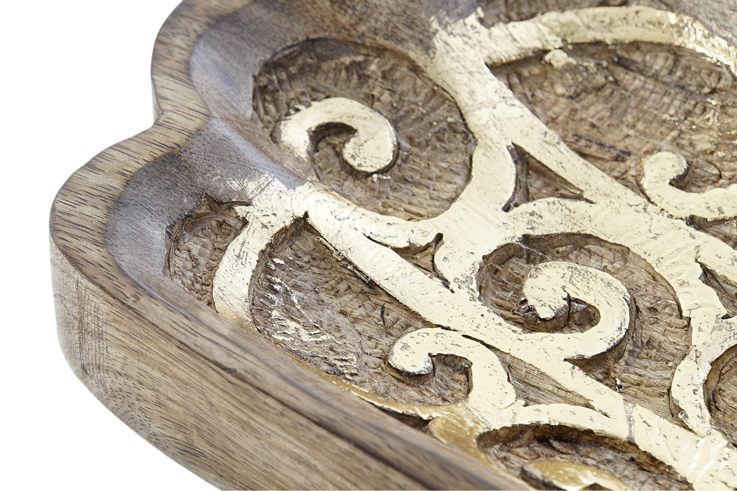 Bandeja vaciabolsillos Mano de Madera Mango Hamsa Tallado, Oscuro, 30X22X4