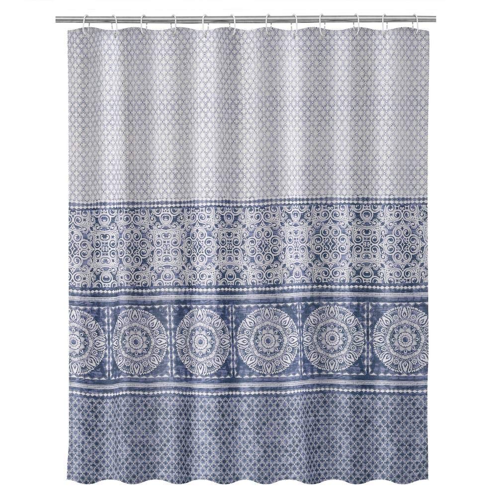 Cortina de baño arabesca exótica Azul de Tela de poliéster, de 180x200 cm