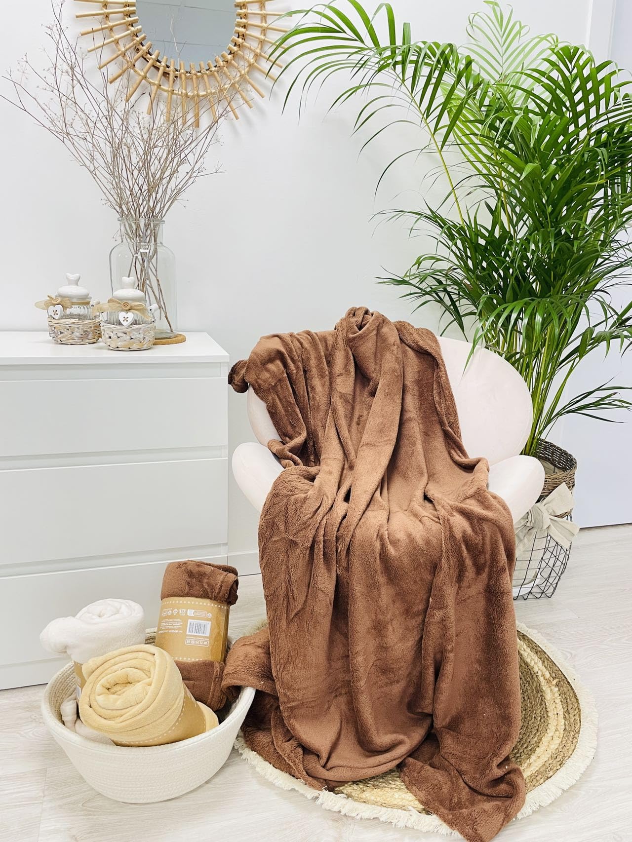 DAMDAM GO Manta De Sofá Suave y Calido, Manta Polar para Cama 100% Poliester 130x160 cm