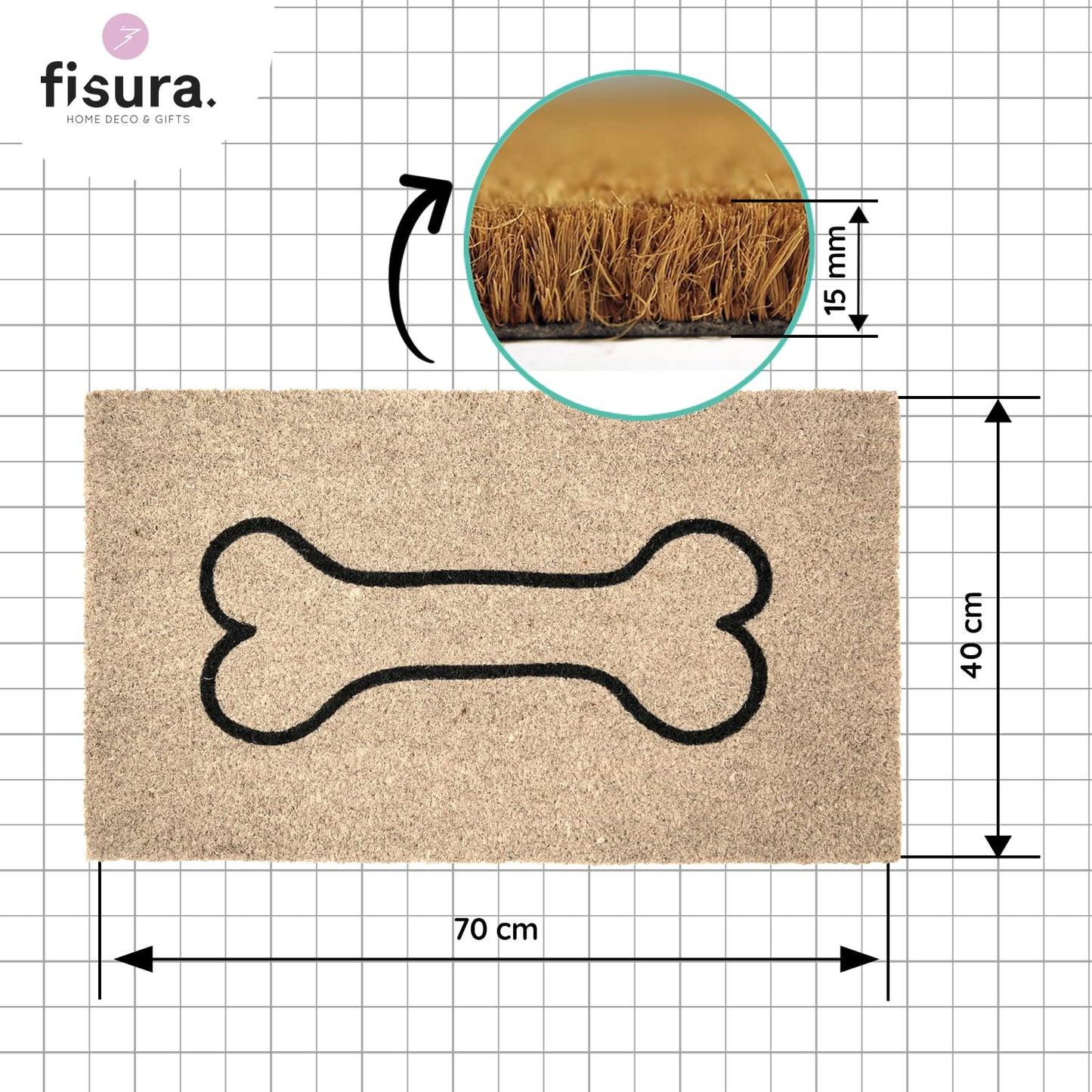 Fisura – Felpudo Entrada casa de Coco con Base Antideslizante de PVC. Felpudo Exterior Original. Pintado a Mano. Estandar
