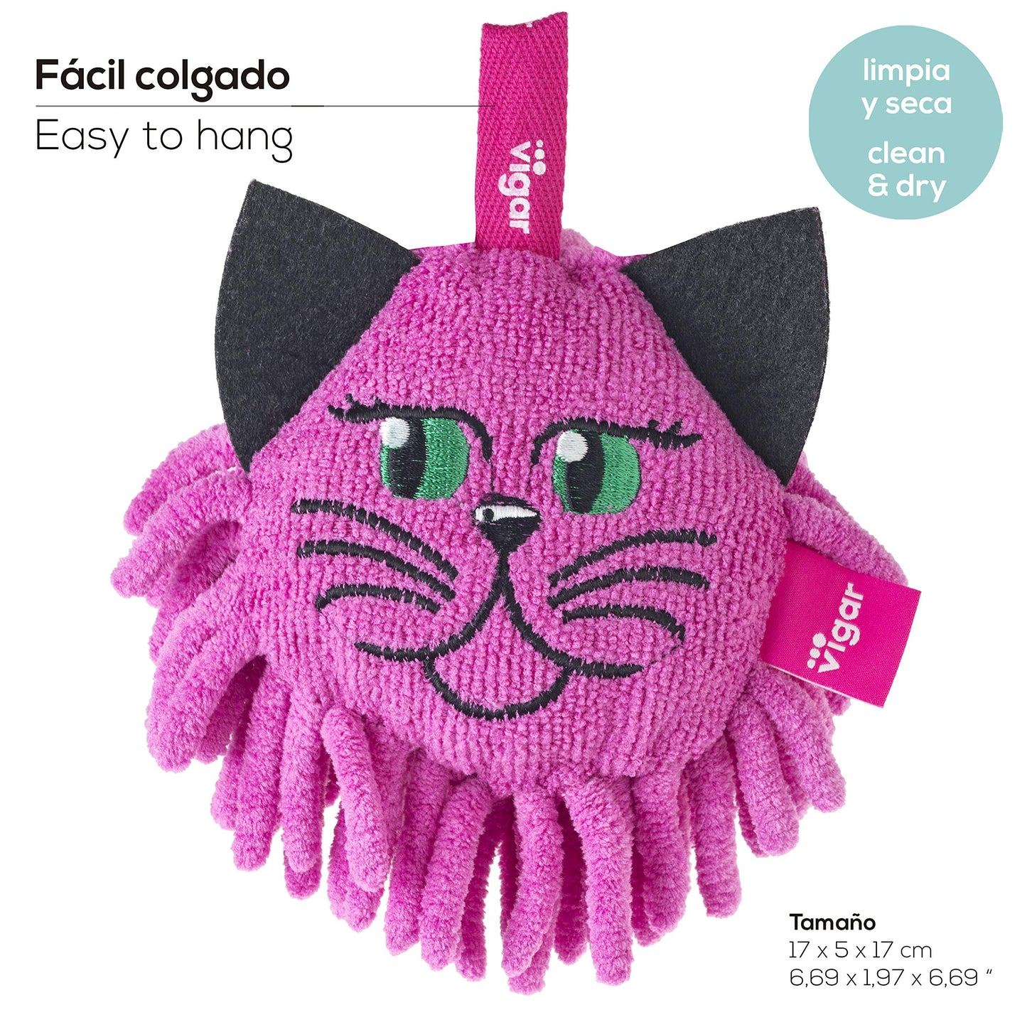 Vigar - Félix | Plumero de Microfibra Lavable con Forma Redondeada