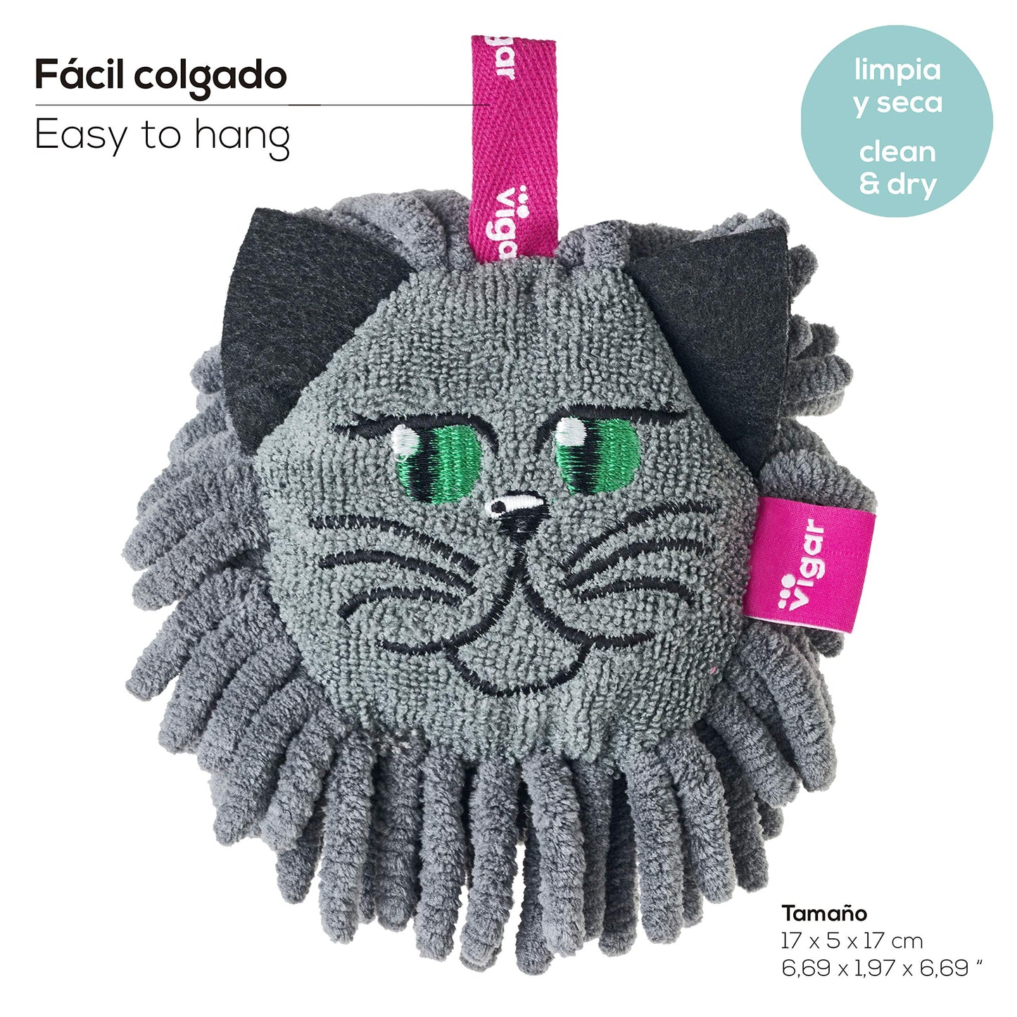 Vigar - Félix | Plumero de Microfibra Lavable con Forma Redondeada