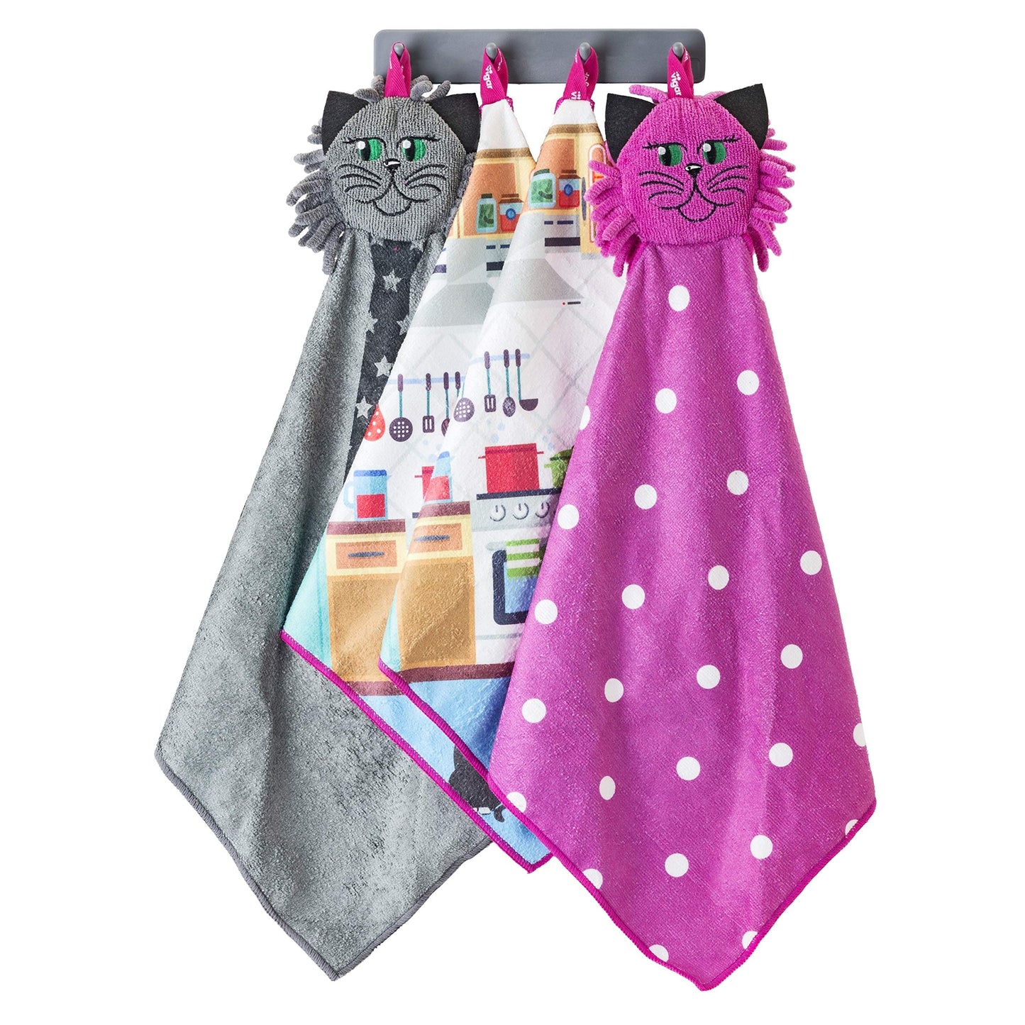 Vigar - Félix - Set Paños Secamanos de Microfibra y Colgador de Gancho