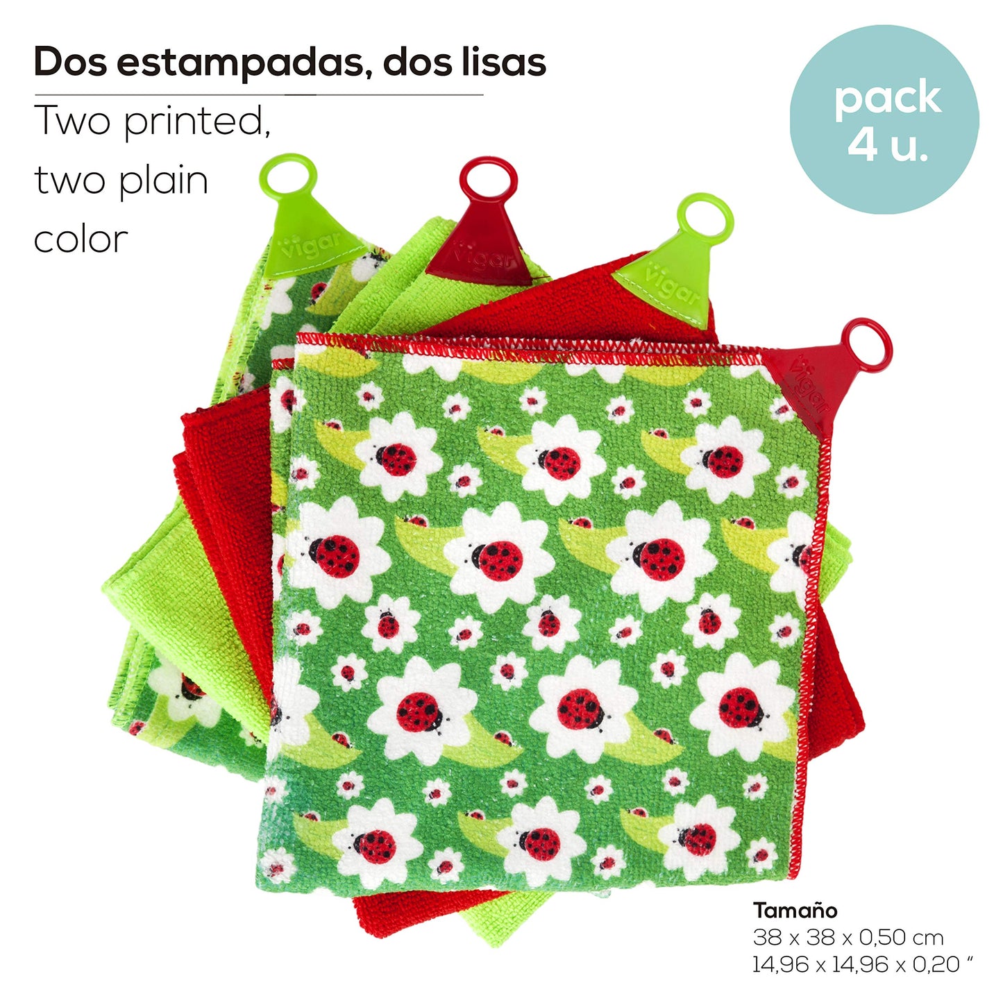 VIGAR Trapo de Cocina Microfibra - Pack de 4 Unidades