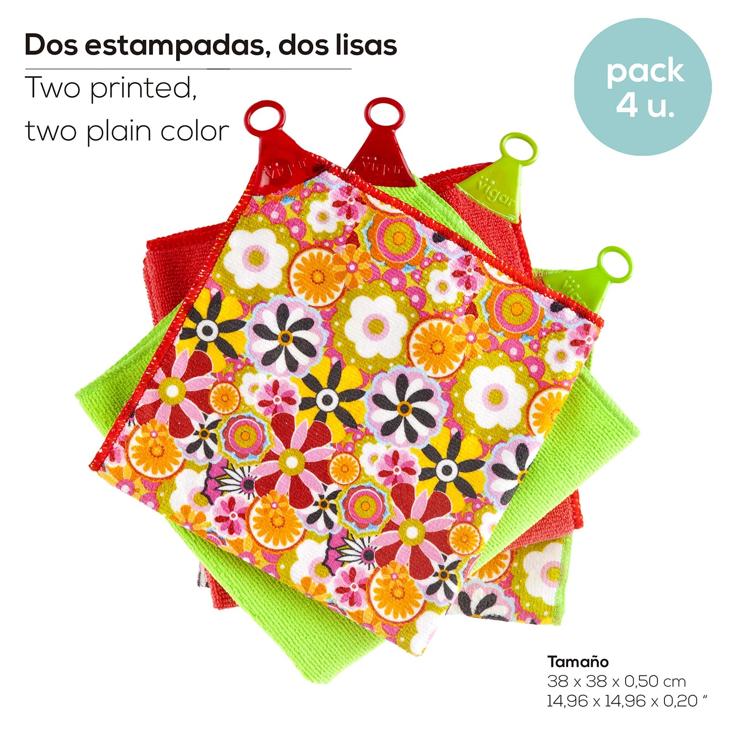 VIGAR Trapo de Cocina Microfibra - Pack de 4 Unidades
